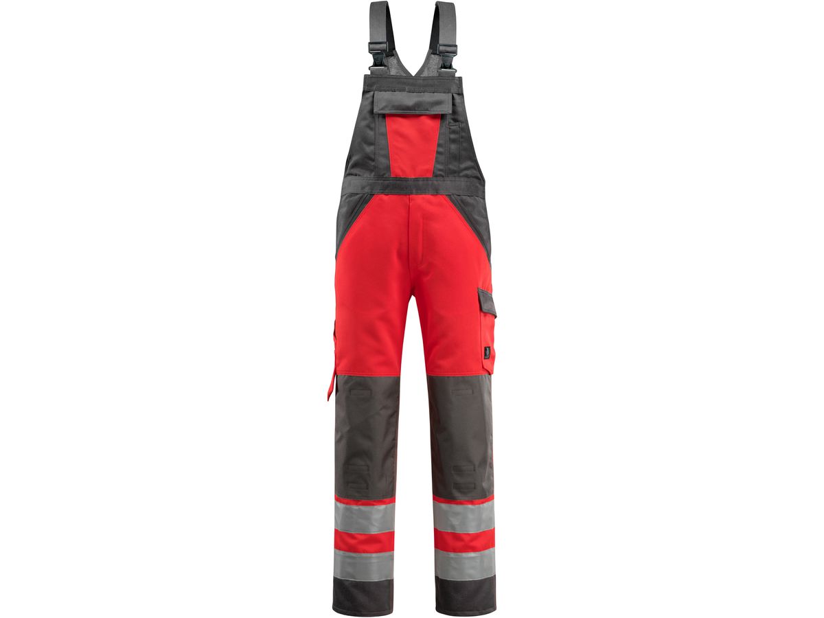 Latzhose Gosford, Gr. 90C46 - hi-vis rot/dunkelanthr. 80% PES / 20% CO