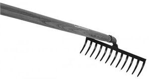 Gartenrechen mit Dülle und geb. Zinken - mit poliertem Stiel