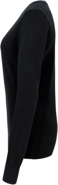 Damen-V-Pullover Prem.-Cotton S schwarz - 100% Baumwolle