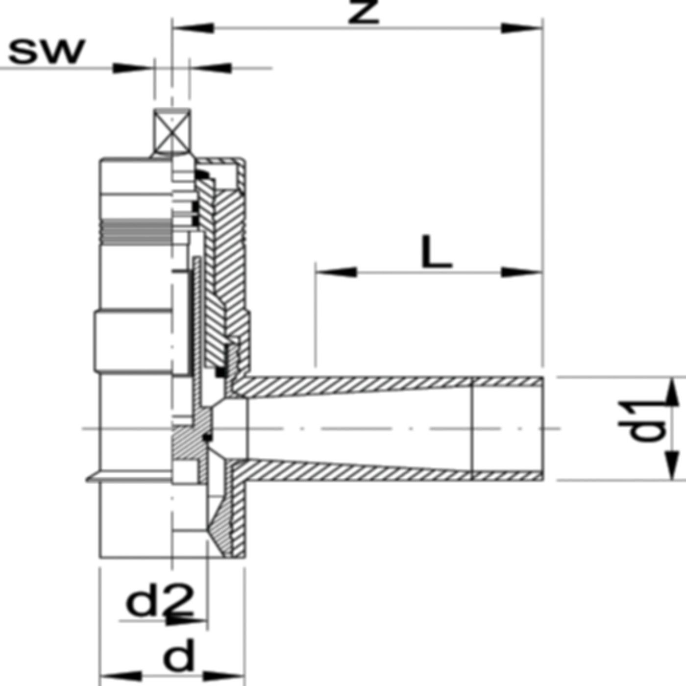 Ventil-T-Stück PE100 S-5 SDR 11 ELGEF - 5 bar Gas / 16 bar Wasser