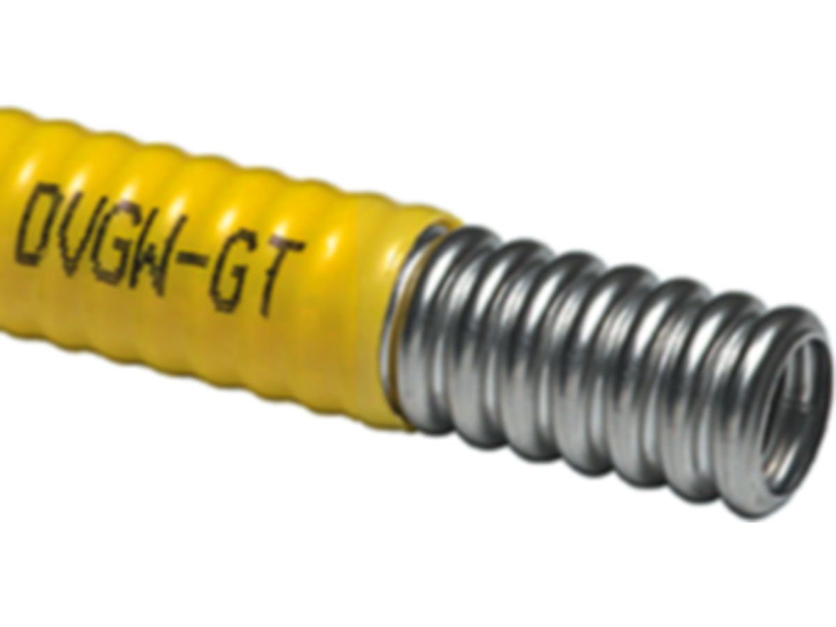 Edelstahlwellrohr EUROTIS Gas DN15 20 mm - in Rollen à 5m, mit gelber Ummantelung