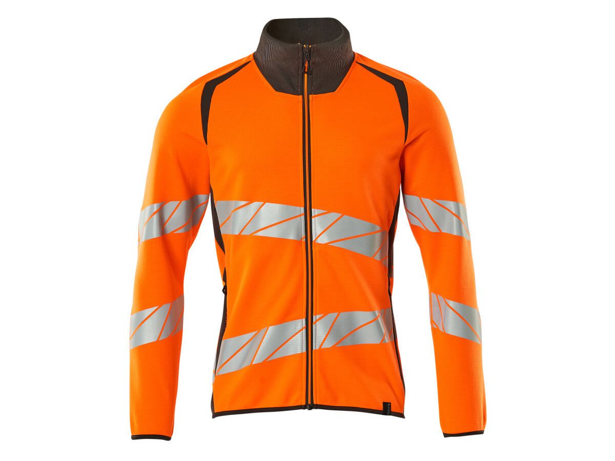 Sweatshirt mit Reissverschluss, Gr. L - hi-vis orange/dunkelanthrazit