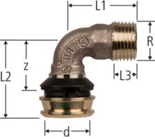 Optiflex-Flowpress-Bogen 90° - mit Aussengewinde