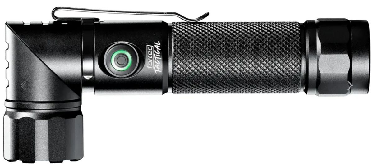 Taschenlampe FORTEC TACTICAL 90° 1000lm - Akku, 14 Std. 180 m, 3.7V 2.6Ah Li-Ion