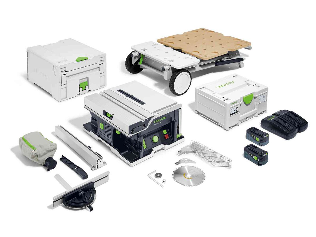 Akku-Tischkreissäge CSC SYS 50 EBI-Set - Festool, mit Akku 2 x 5 Ah.&Untergestell