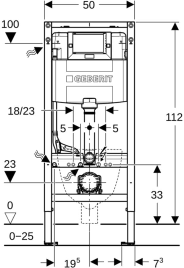 Geberit Duofix-Wand-WC-Element Omega - Typ 112, Betätigung von vorne