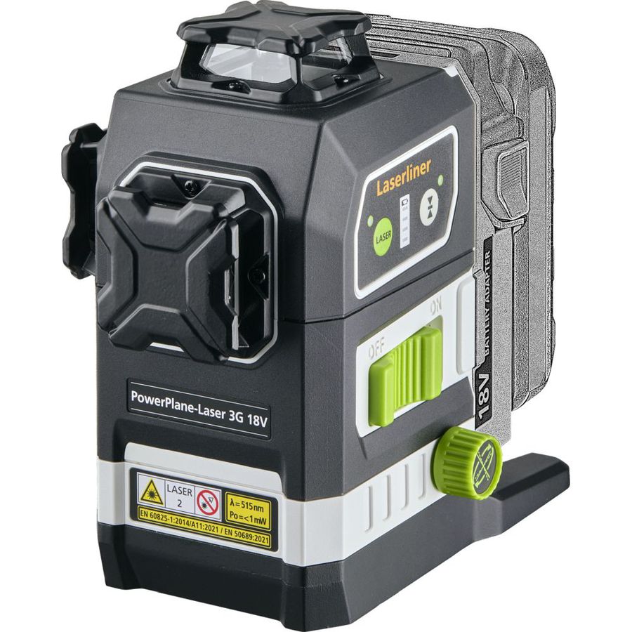 PowerPlane-Laser 18V SET, Genauig:2mm/10 - Laserliner, 3x360° grüner Laser, 30m