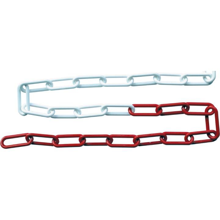 Absperrkette Kunststoff 8 mm rot/weiss - Bund à 25 lfm.