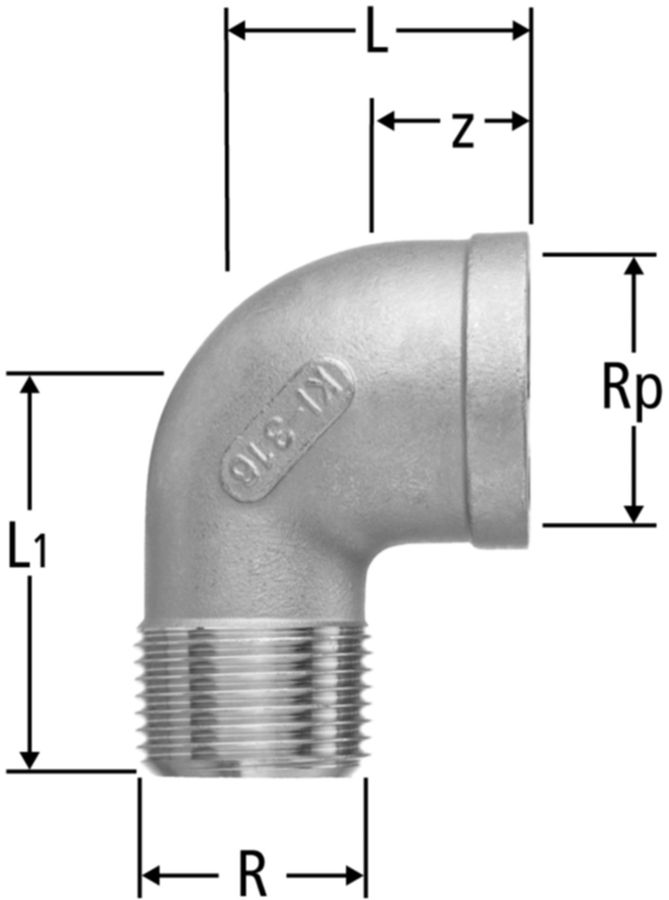 Optifitt-Serra-Winkel 90° - mit AG