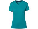 Cotton Tec Damen V-Shirt, Gr. L - smaragd