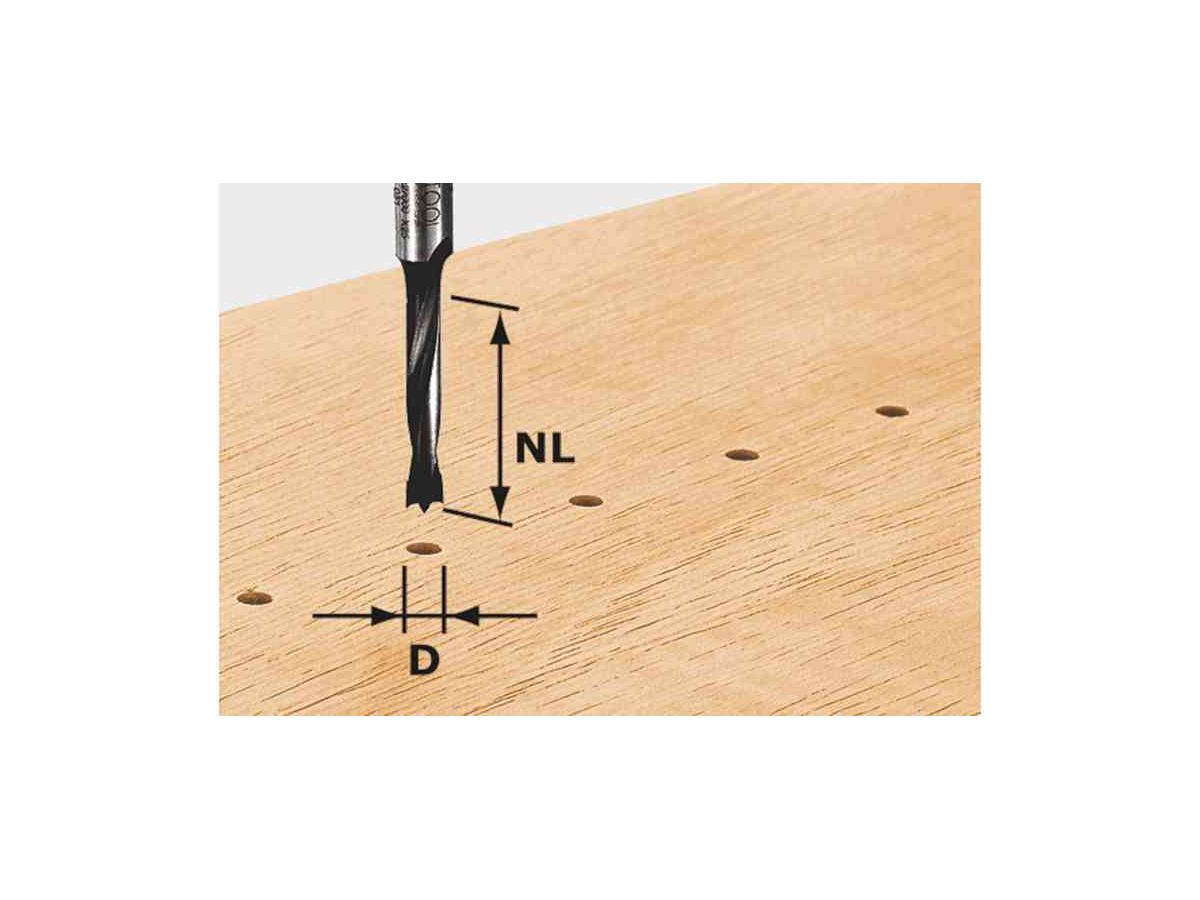 Dübelbohrer HW, 5x30 mm - Festool, Schaft 8 mm