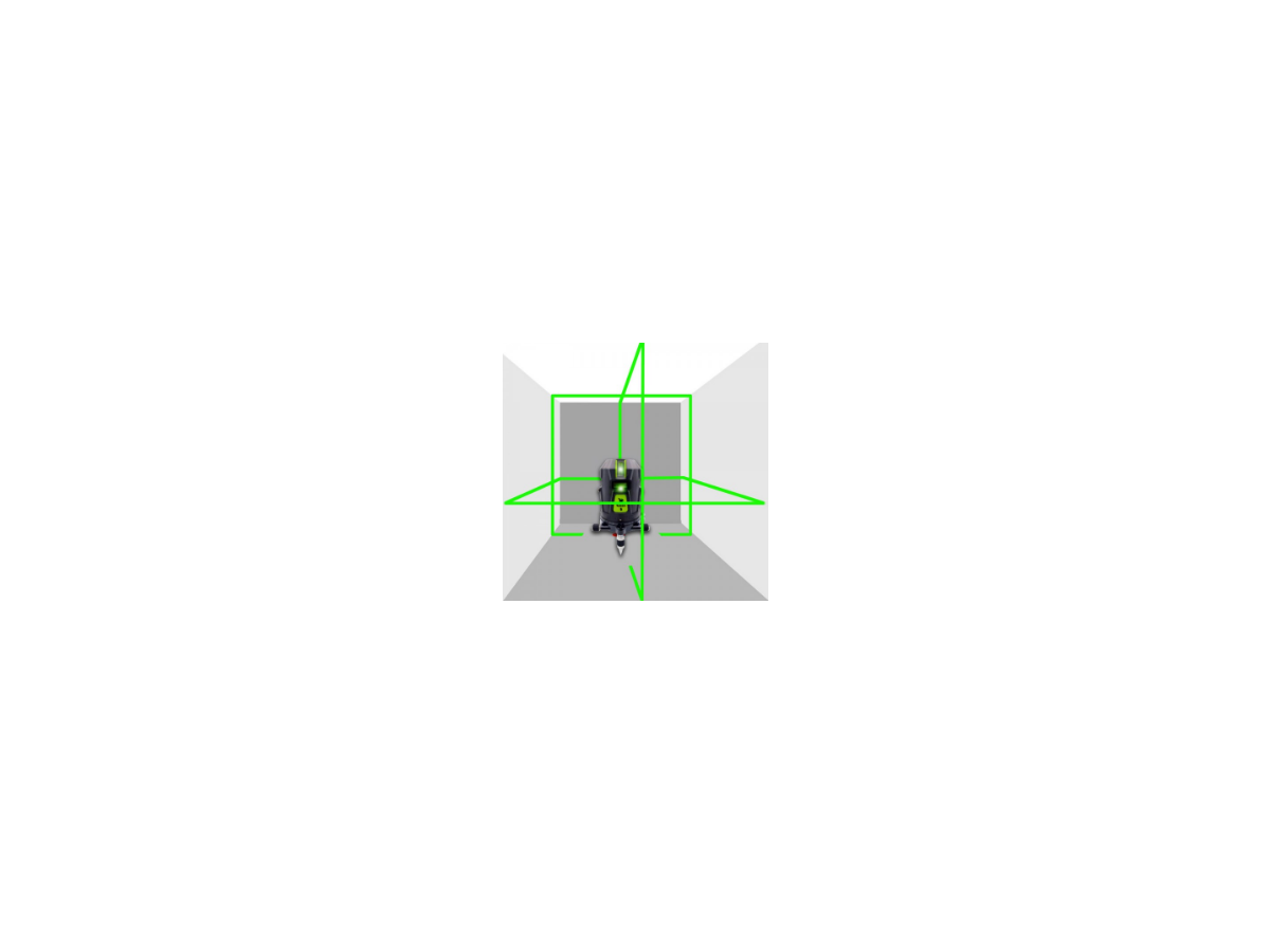 Automatischer Fünf-Linienlaser ø 40/80m - Lotstrahl GRÜN, 3x360°Linien, +/-1mm/10m