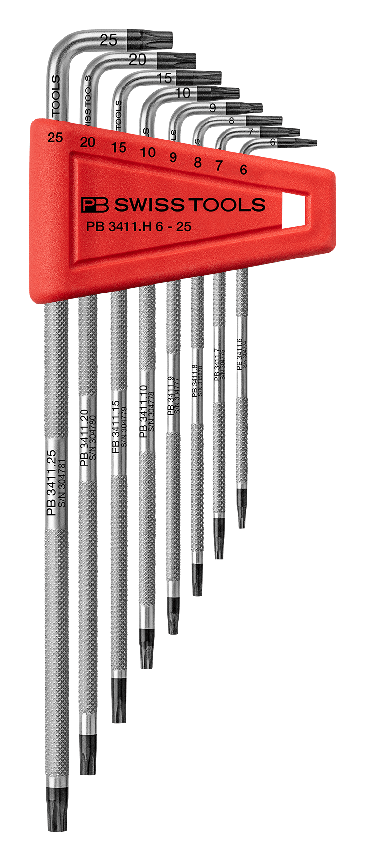 Winkelschraubenzieherset PB 3411 CN Torx - Safety mit Halter Gr. 6-25