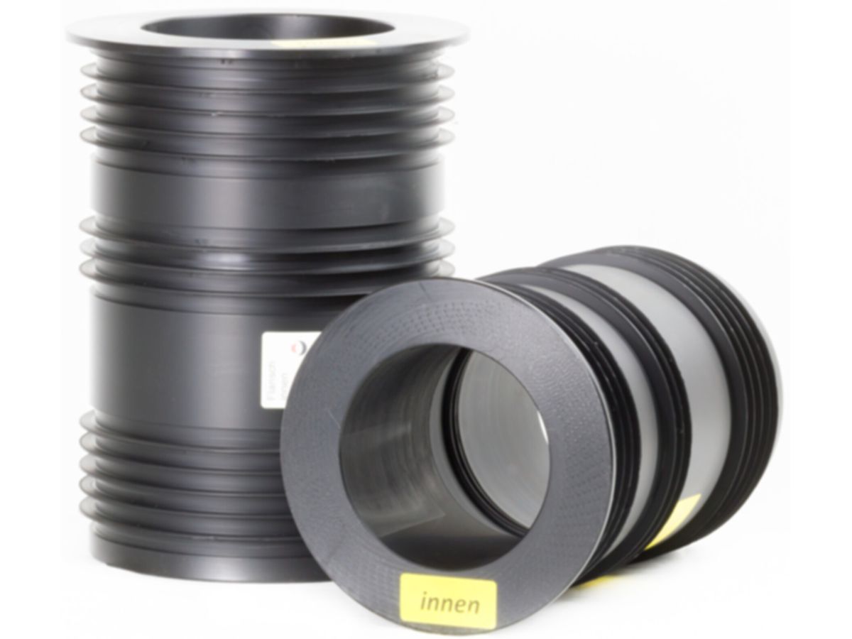 Hauseinführung AW innen  80 mm Fl. innen - Länge 250 mm, mit Pressring/Anschlagfl.