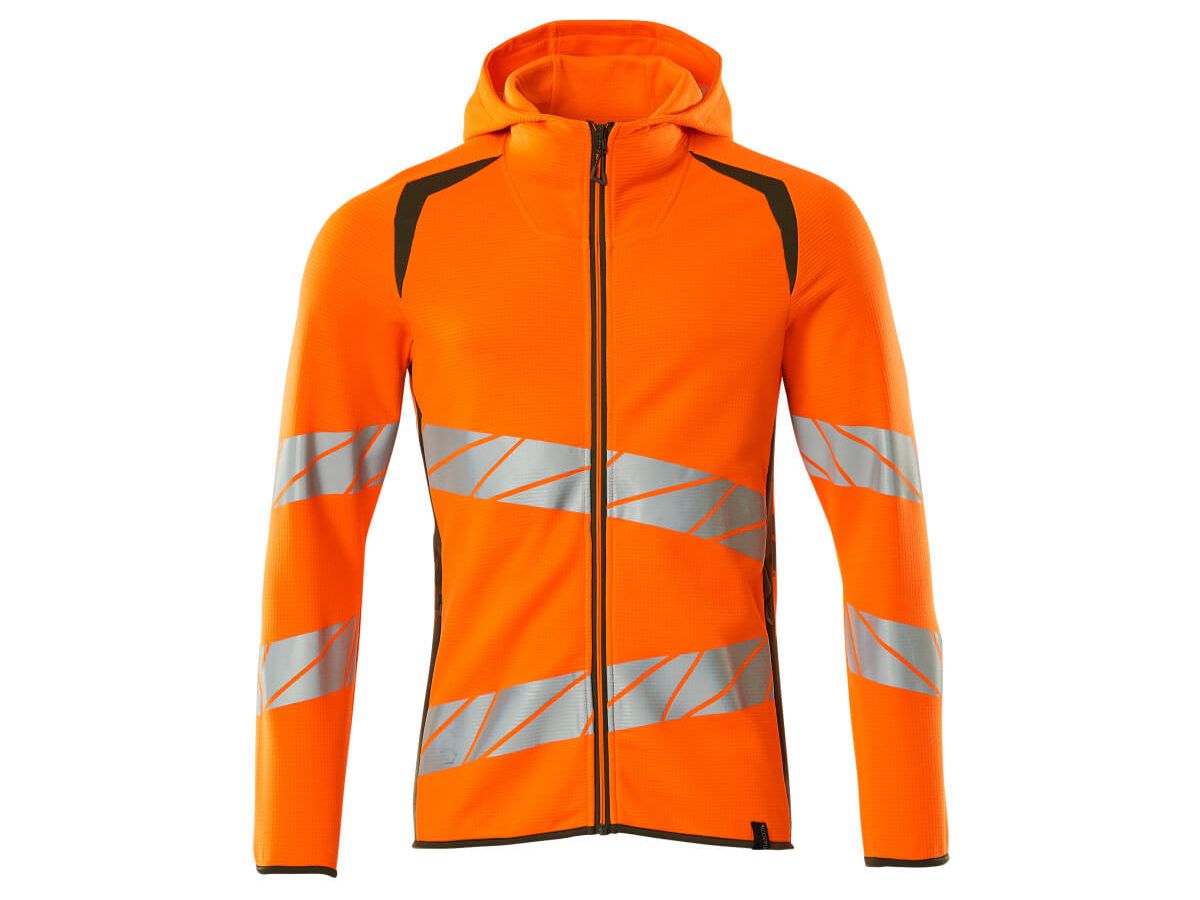 Kapuzensweatshirt, Gr. XL - hi-vis orange/moosgrün, 50% PES/50% CO