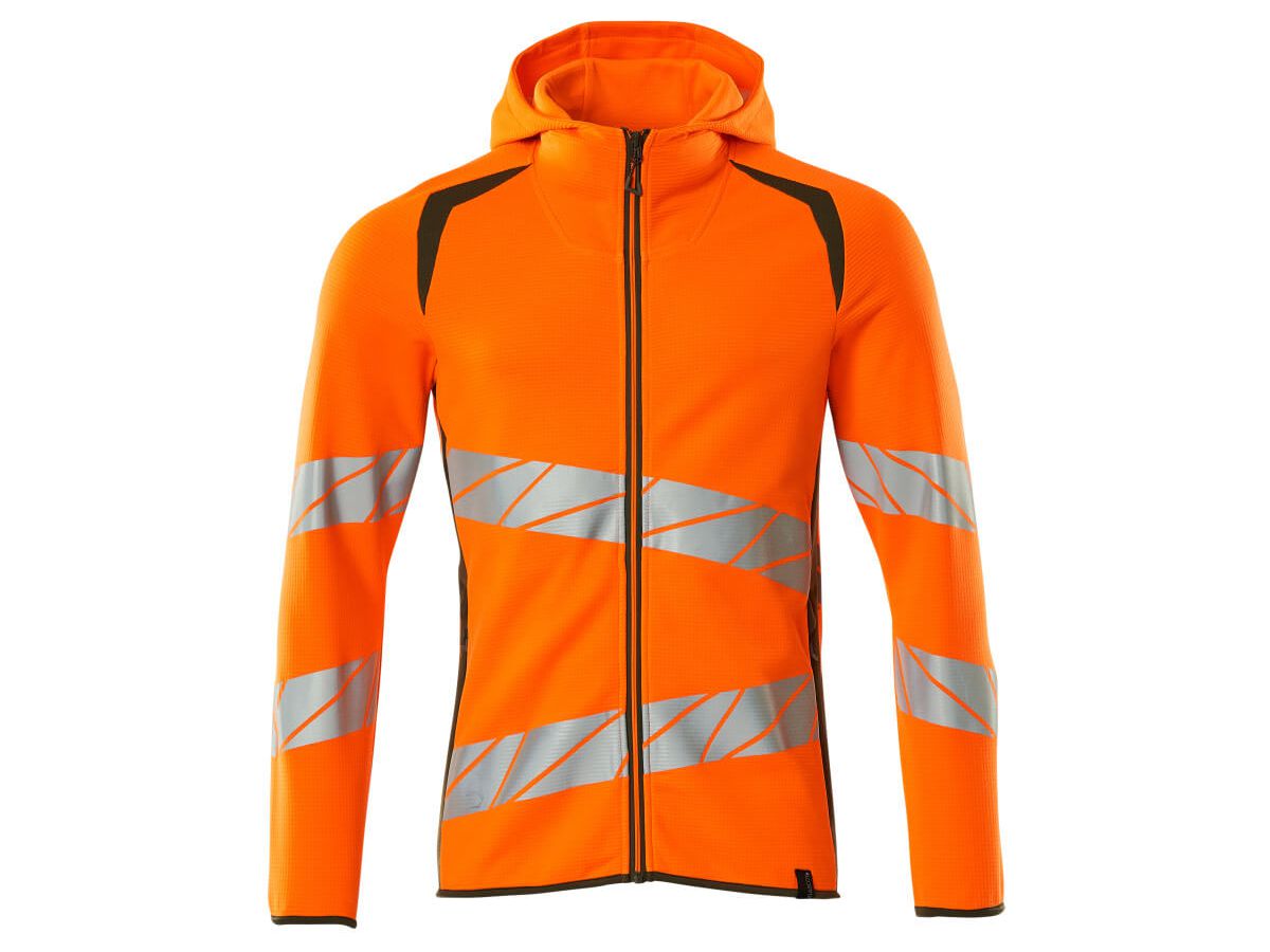 Kapuzensweatshirt, Gr. M - hi-vis orange/moosgrün, 50% PES/50% CO