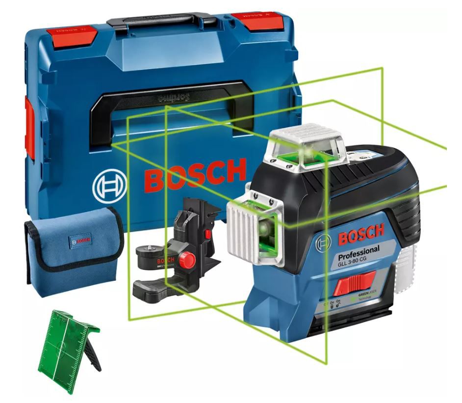 Linienlaser Bosch GLL 3-80CG + BM1 360° - in L-Boxx Green