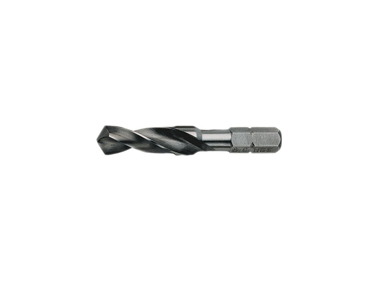 Spiralbohrer 1/4" 10.00 mm - HSS, mit 1/4" 6-kant Bit-Schaft