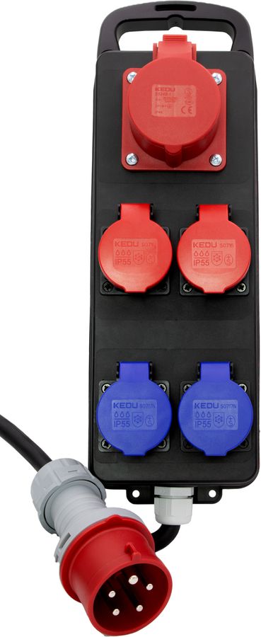 Portabler Stromverteiler CEE 400V/16A - 1xCEE, 2xT25, 2xT23, Kabel à  2m