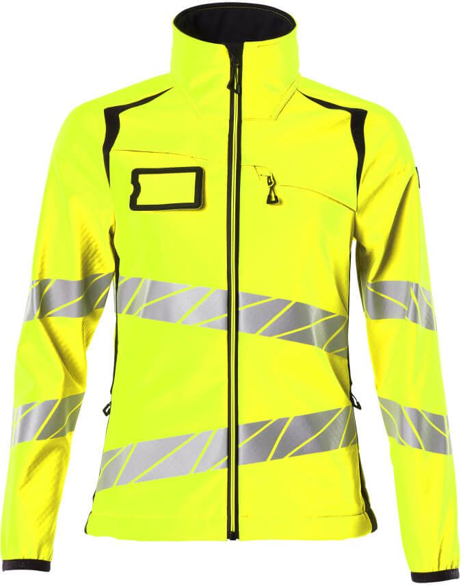Soft Shell Jacke, Damenpassform, Gr. 3XL - hi-vis gelb/schwarzblau, 100% PES