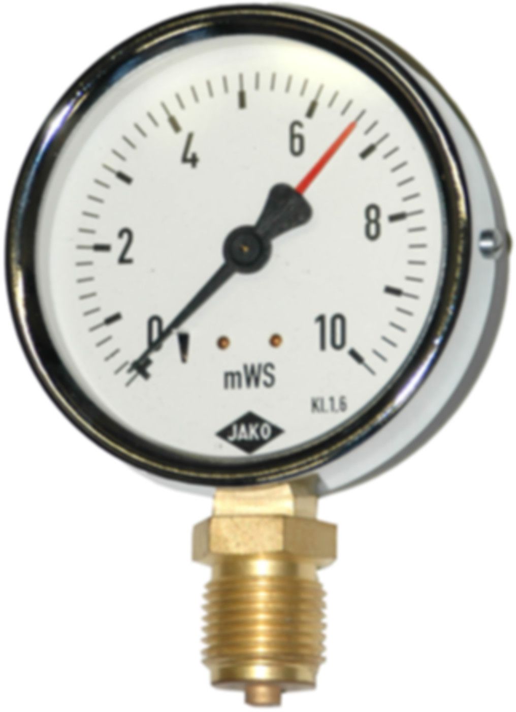 Manometer 80 mm, Anzeige in mWS JAKO - Anschluss unten