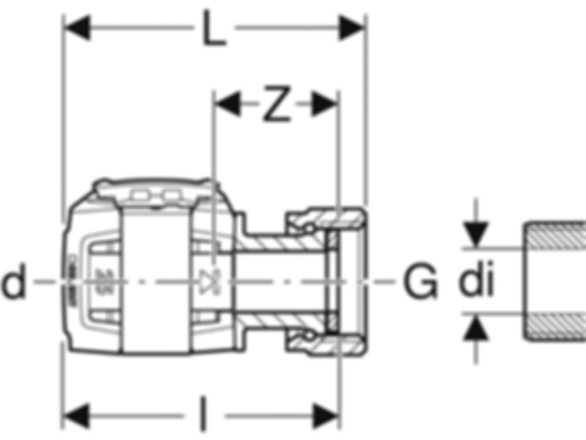 Übergänge mit Überwurfmutter - GEBERIT FlowFit G 3/4 Zoll / d Ø 20 mm