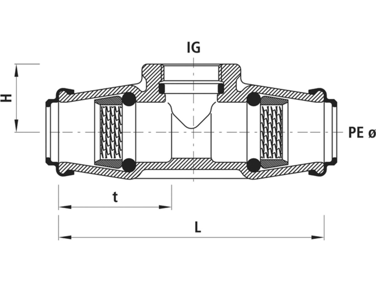 Steckfitting-T-Stück Hawle - Delrin, mit Innengewinde
