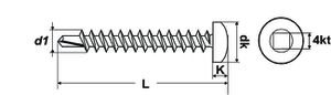 Bohrschrauben DIN 7504N - Edelstahl, Innenvierkant