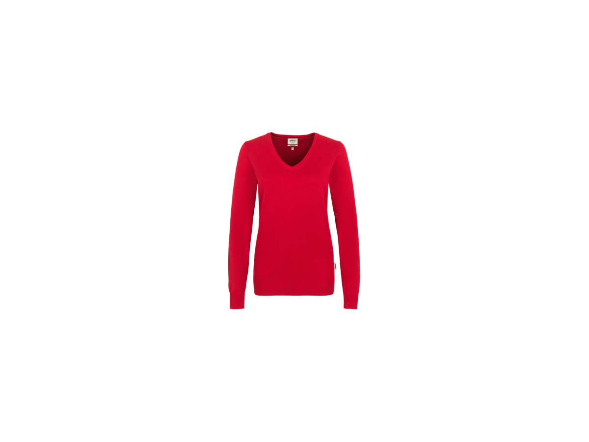 Damen-V-Pullover Prem.-Cotton 2XL rot - 100% Baumwolle