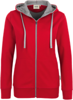 Damen-Kapuzenjacke Bonded 2XL - rot/silber, 75% PES/25% CO