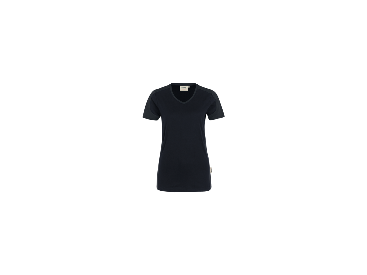 Damen-V-Shirt Co. Perf. S schwarz/anth. - 50% Baumwolle, 50% Polyester, 160 g/m²