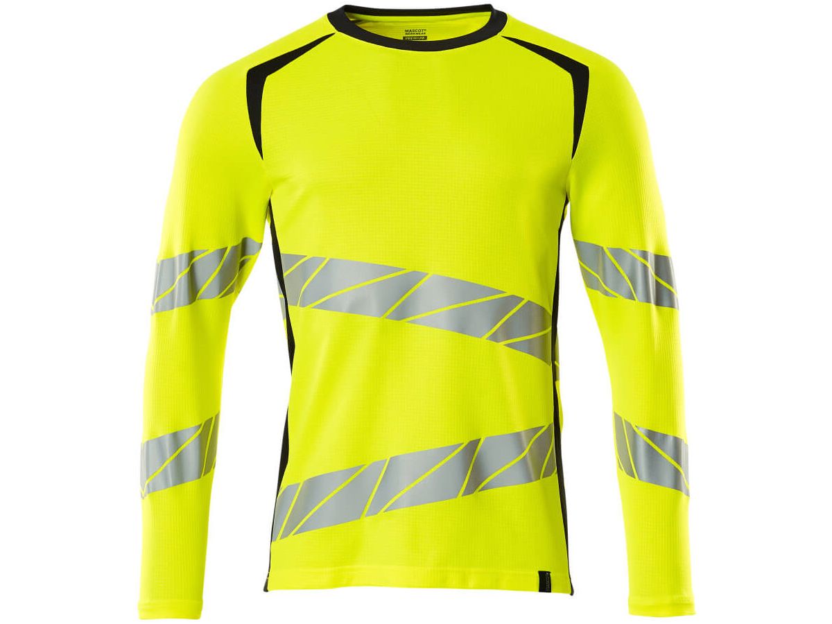 T-Shirt Langarm modern fit Gr. S ONE - hi-vis gelb/schwarzblau