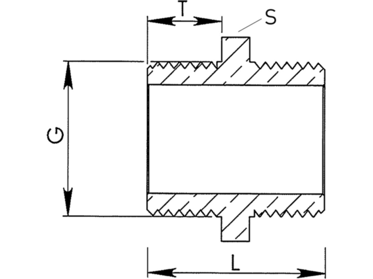 Doppelnippel flachdichtend 1" - Messing