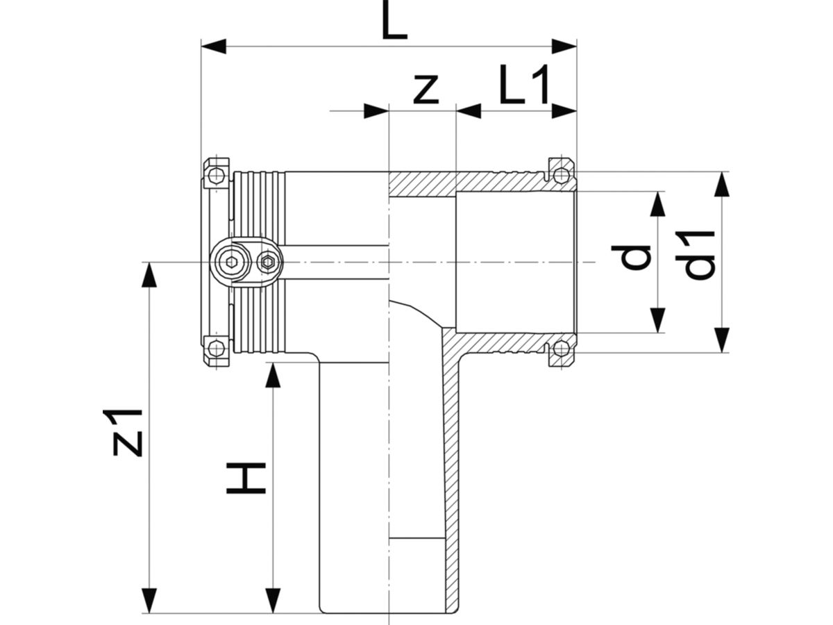 T-Stück 90° egal PE 100 S-5 SDR 11 - 5 bar Gas / 16 bar Wasser