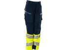 Hose Damen Diamond, Stretch, Gr. 76C56 - schwarzblau/hi-vis gelb, mit Knietaschen