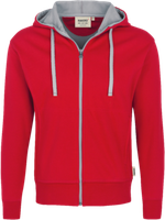 Kapuzenjacke Bonded Gr. 2XL, rot/silber - 55% Polyester, 45% Baumwolle, 340 g/m²