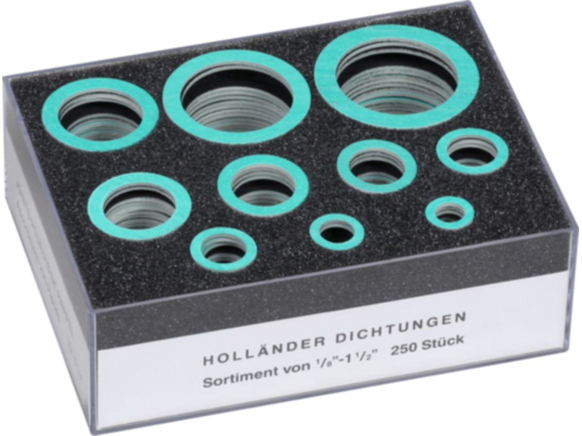 Holländer-Dichtungsortiment Sil C-4324 - 1/8" bis 11/2"  in 10 Pos. à 25 Stk