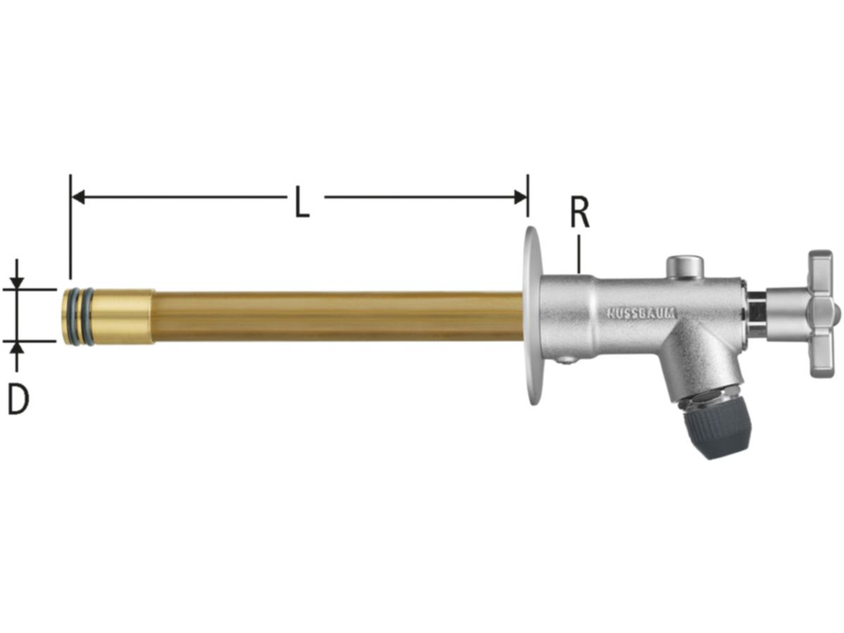 Einsatz mit Auslaufgehäuse Nussbaum - mit Metall-Handrad, Nr. 40064