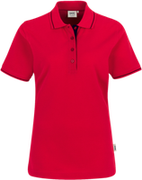 Damen-Poloshirt Casual 2XL rot/schwarz - 100% Baumwolle