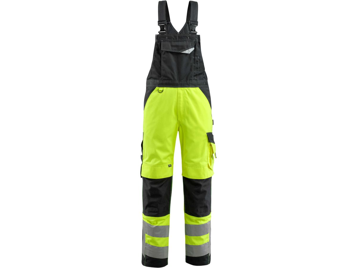 Latzhose mit Knietaschen, Gr. 82C44 - hi-vis gelb/schwarz