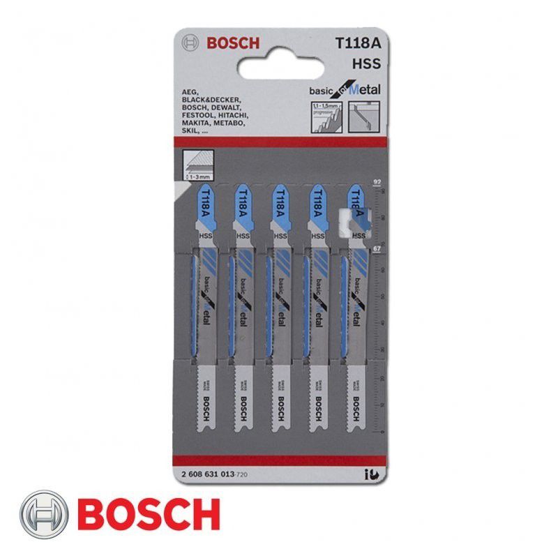 Stichsägeblatt Bosch T 118 A - HSS basic Metal, Pak. à 5 Stk.