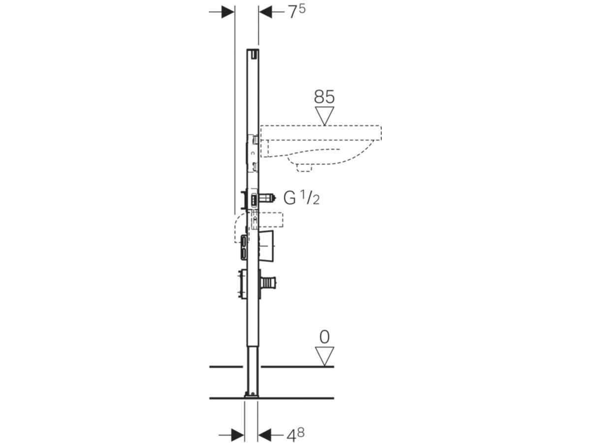 Geberit Duofix Element für Wascht. 112 - Standarmatur, mit zwei Wasserzählerstr.