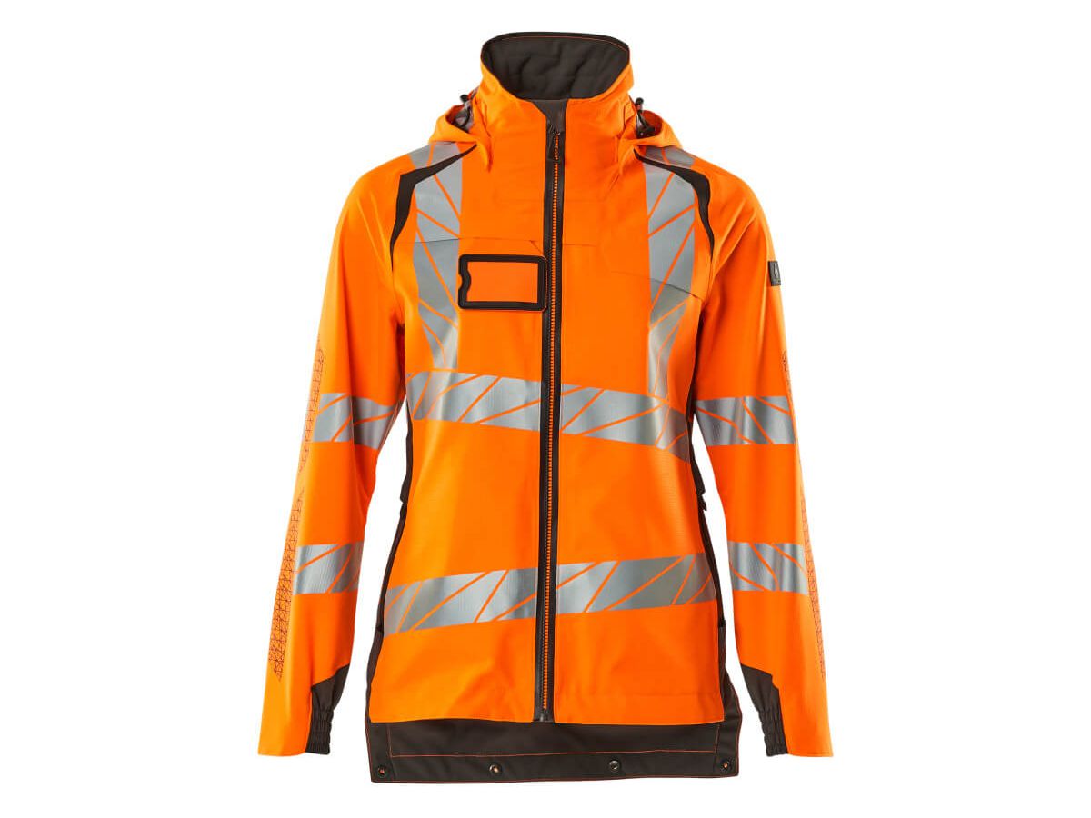 Hard Shell Jacke, Damenpassform, Gr. 3XL - hi-vis orange/dunkelanthrazit, 100% PES