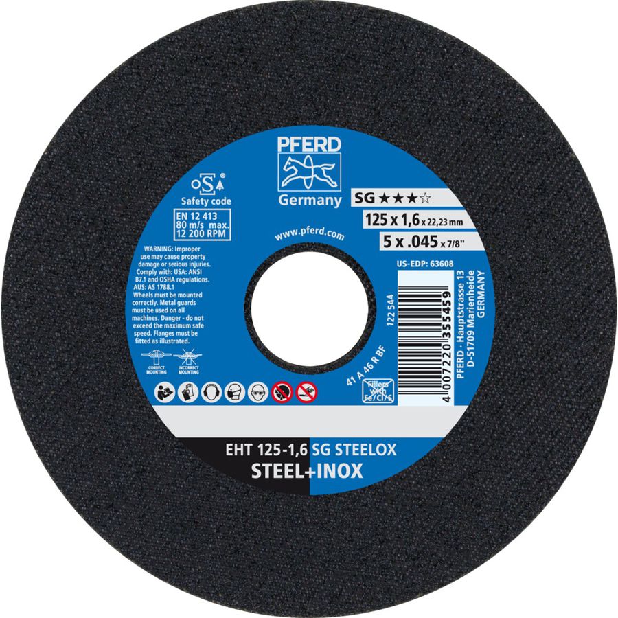 Trennscheibe EHT 125-1.6SG STEELOX - Stahl/Inox flach (Pack à 25 Stk.)
