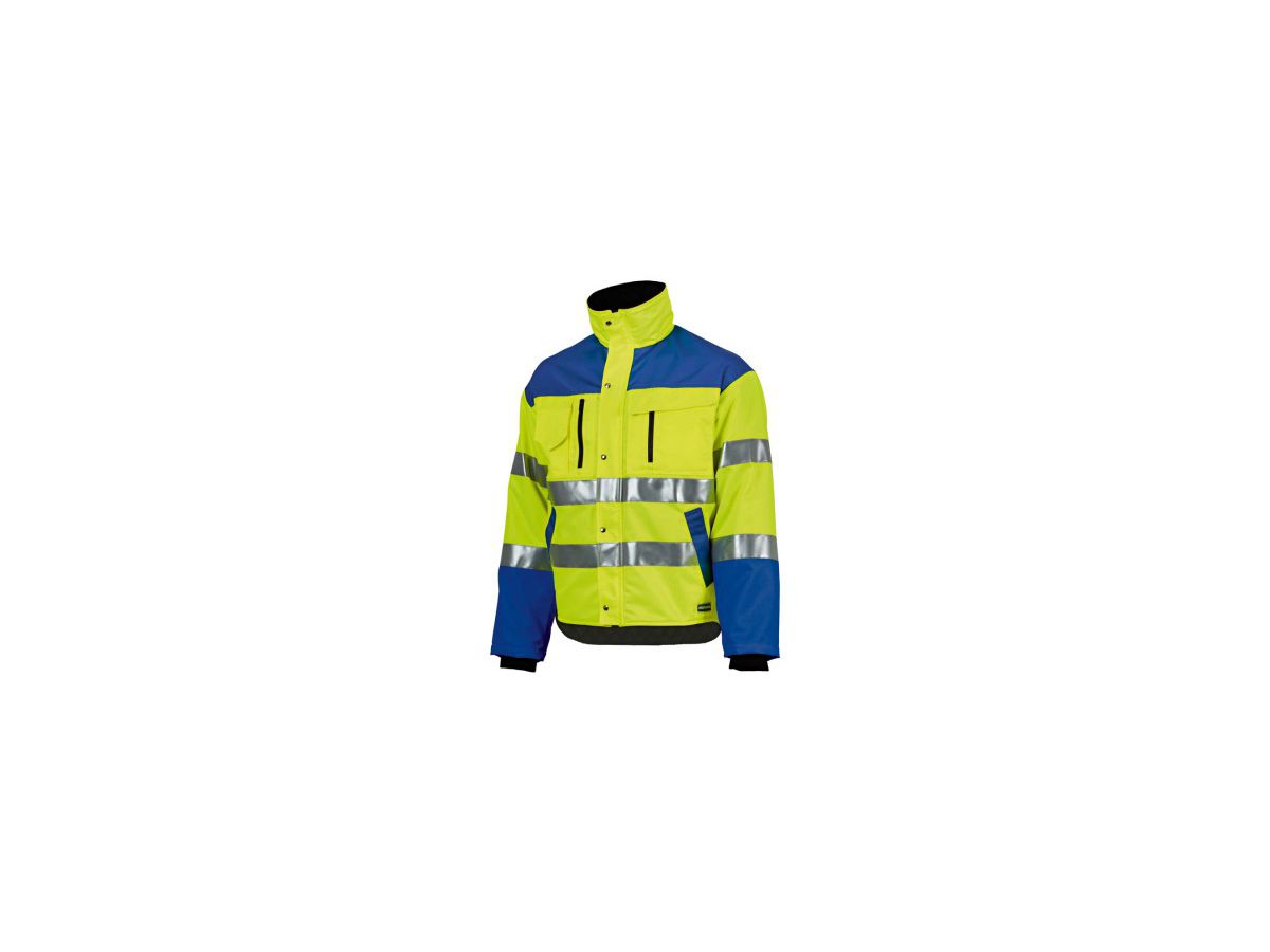 Winterjacke Warnschutz - leuchtgelb/blau, mit Reflexstreifen
