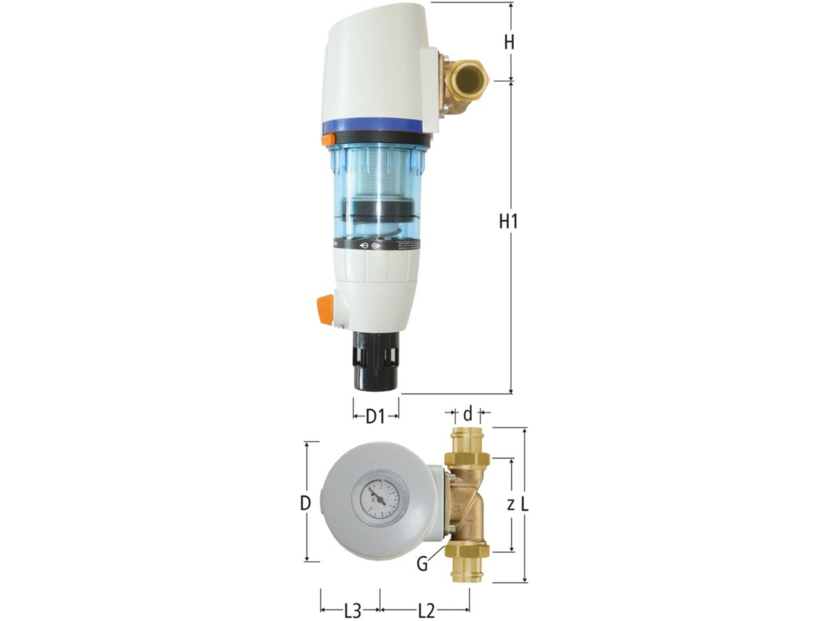 Anschlussverschraubung Redifil 54 mm - rückspülbar mit OP-A