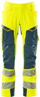 Hose mit Knietaschen, Stretch, Gr. 76C52 - hi-vis gelb/dunkelpetroleum