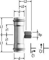 Optipress-Inox-T-Stück - mit Innengewinde