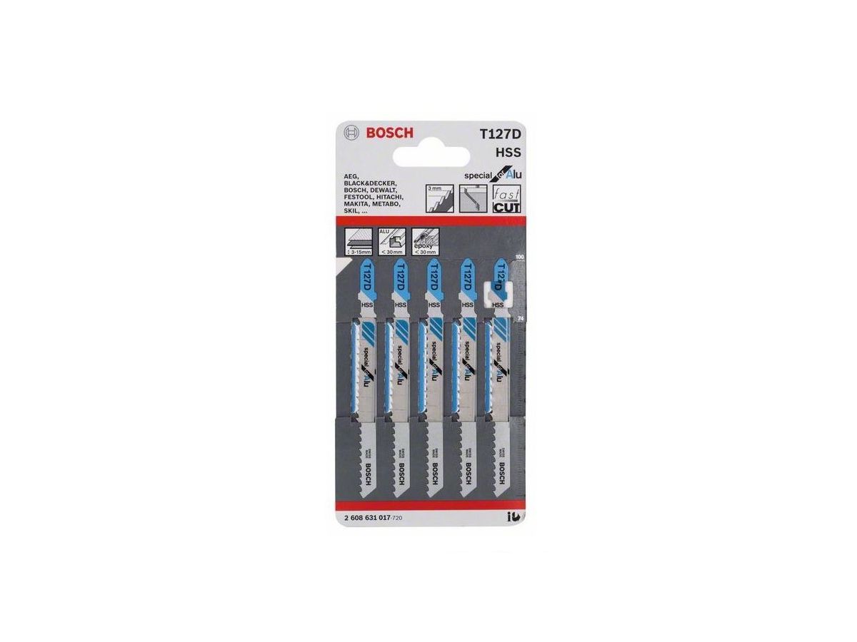 Stichsägeblatt Bosch T 127 D - speziell für Alu 5er-Pack