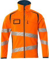 Soft Shell Jacke, Gr. 2XL - hi-vis orange/dunkelpetroleum, 100% PES